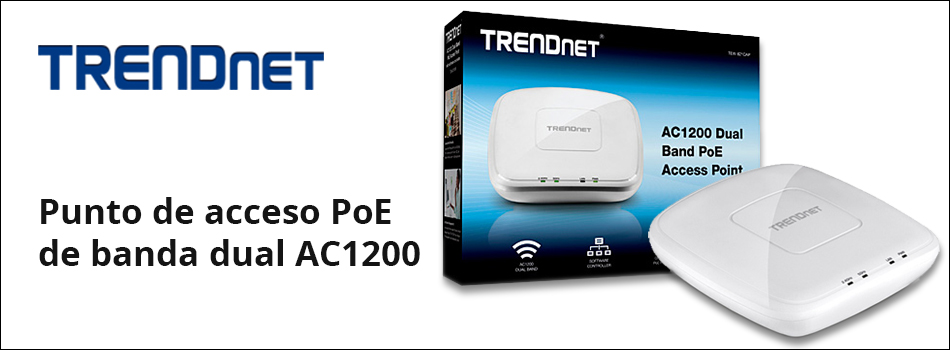 TRENDnet TEW-821DAP Gigabit Punto de Acceso PoE Wireless de Banda Dual AC1200 con Controlador de Software concurrente Cliente Ap